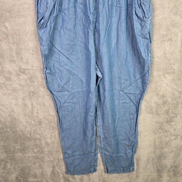 Womens Colleen Lopez Sleeveless Chambray Blue Denim Jumpsuit V-Neck Size 1X - Picture 3 of 10